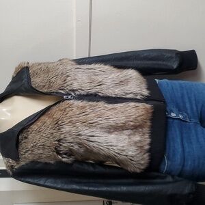 Jack by BB Dakota Faux Fur Vegan Leather Moto Jacket Size M